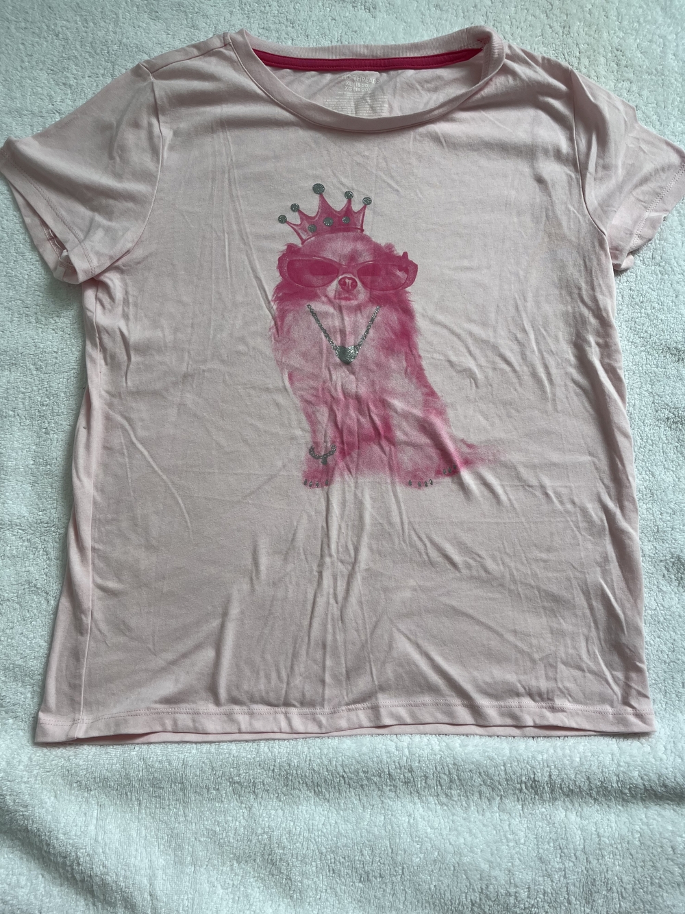 Epic Threads Light Pink Tee with Hot Pink Crowned Dog Graphic